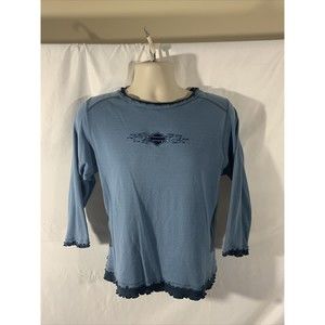 Harley Davidson Women’s Blue Shirt Size- XL 3/4 Length Sleeve Thiensville WI.